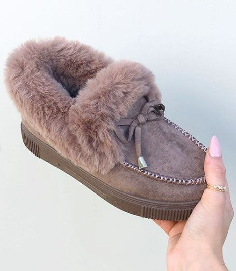 "Jocie" Taupe Moccasin Flats