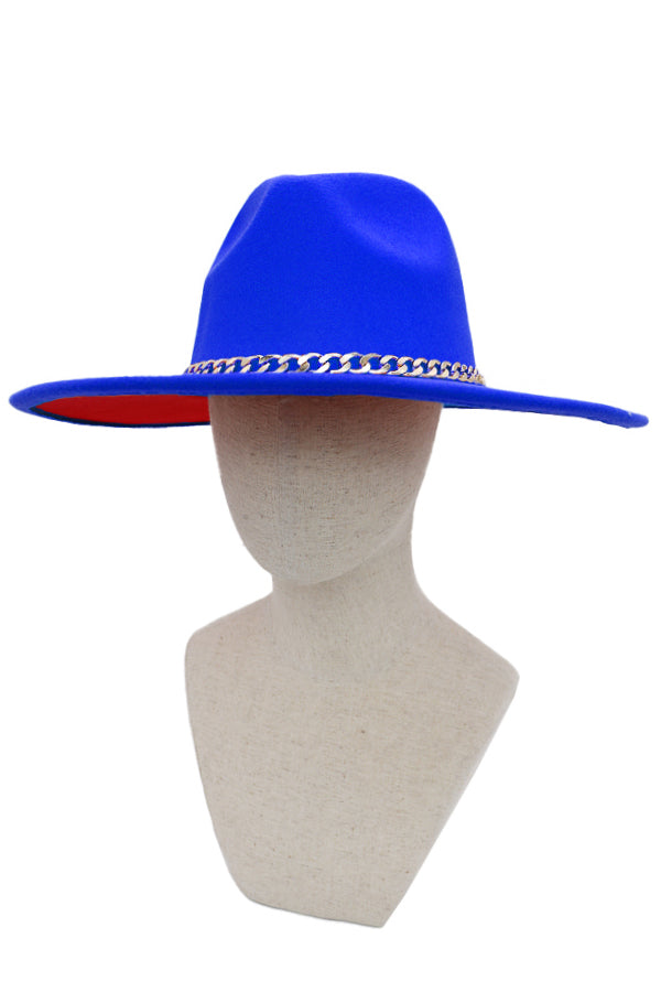 "Eve" Red Brim Fedora Hat