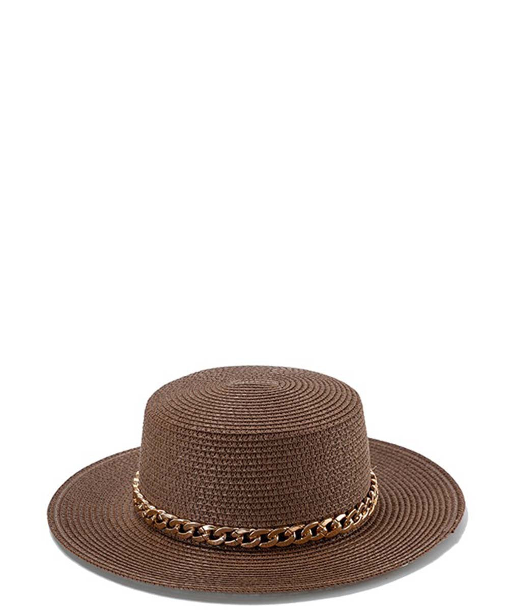 "Daisy" Chain Band Small Brim Straw Hat