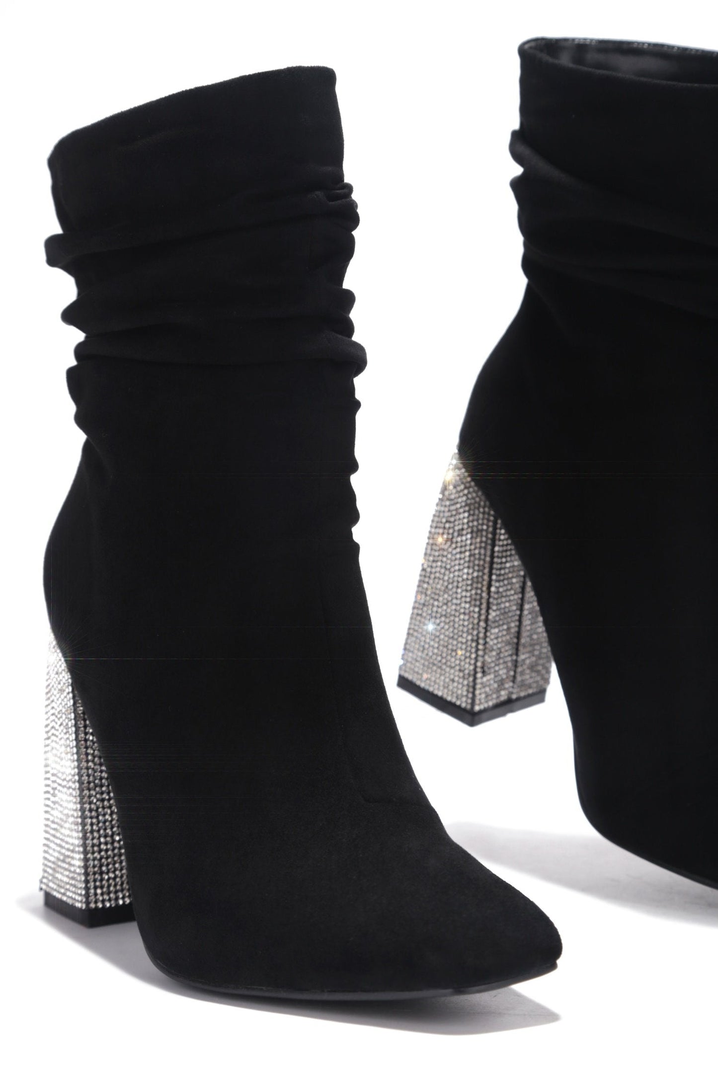 "Raven" Black Jewel Heel Booties