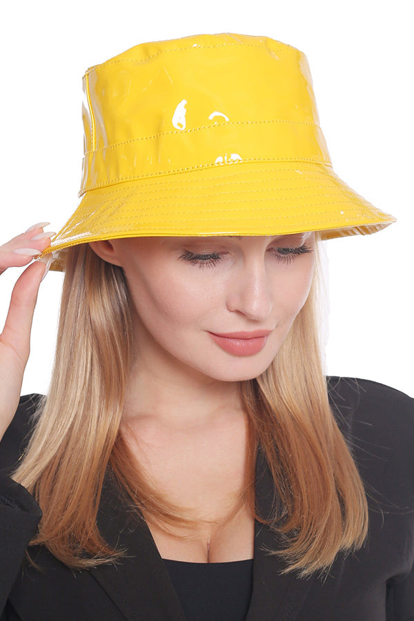 Retro Patent Leather Bucket Hat