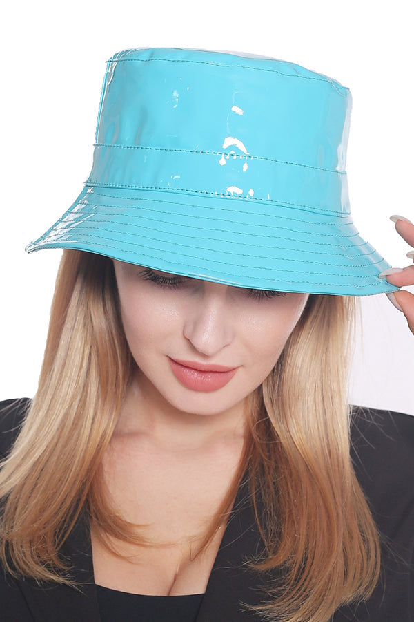 Retro Patent Leather Bucket Hat