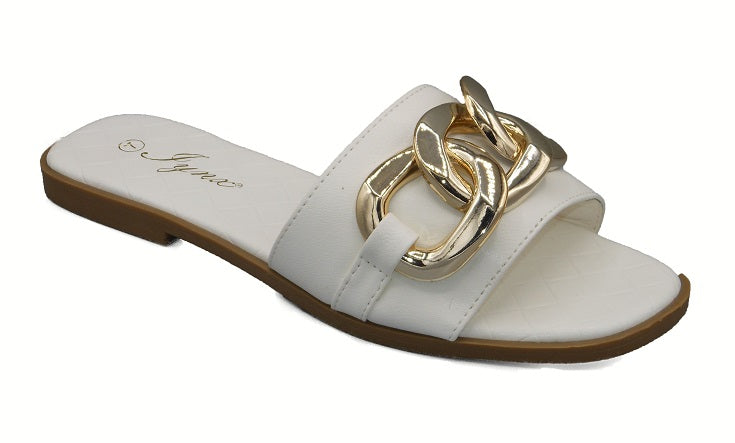 "Aliyah" Chain Link White Sandals