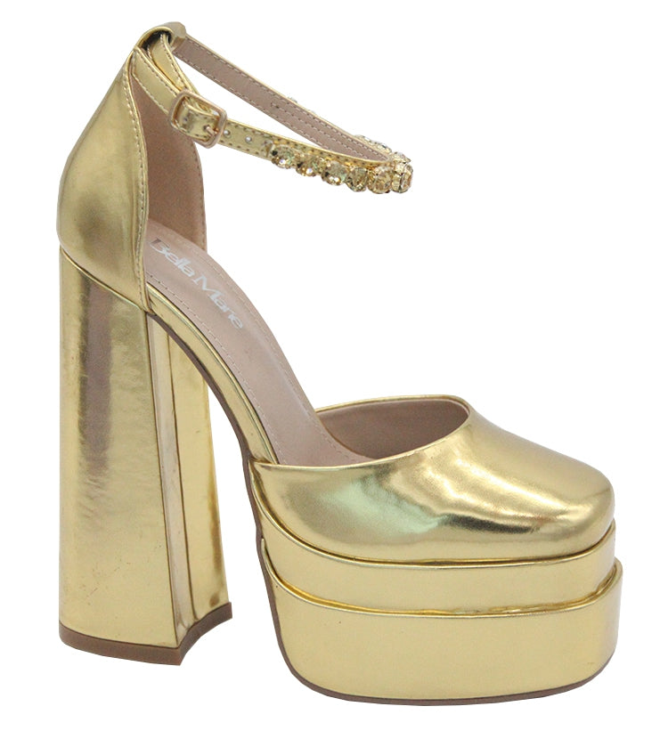 "Chere" Gold Metallic Platform Heels