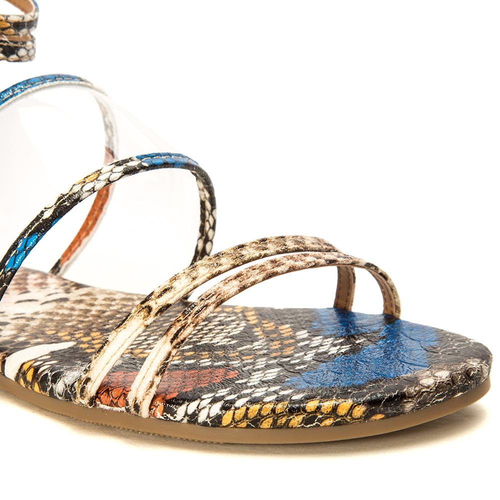 "Archie" Faux Snake Design Camel Sandals