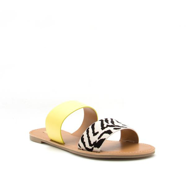 "Gia" Zebra Print & Yellow Sandals