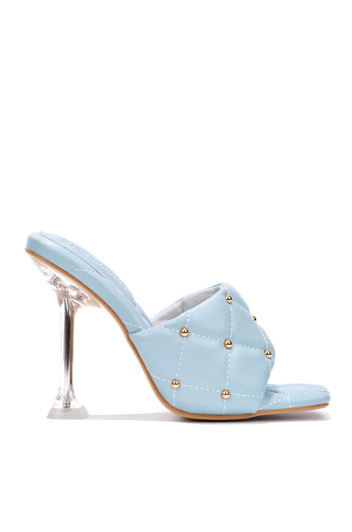 "Tamar" Blue Quilted Heels