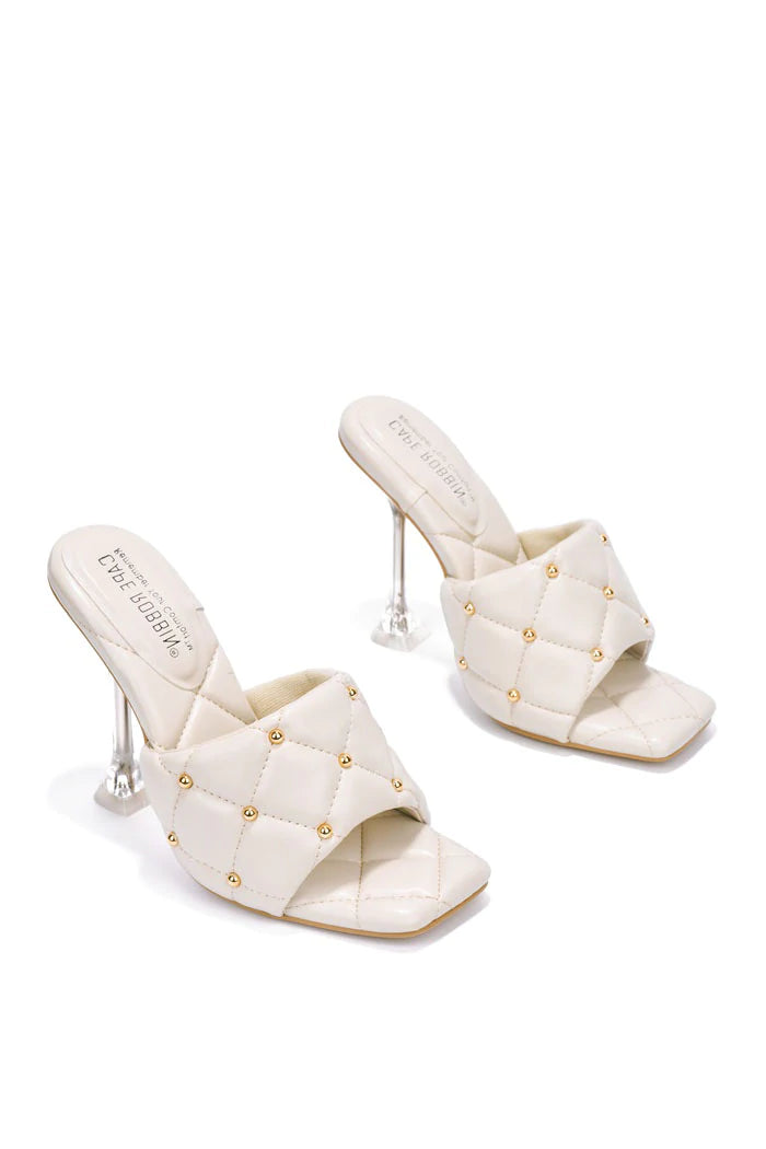 "Tamar" Off-White Quilted Heels