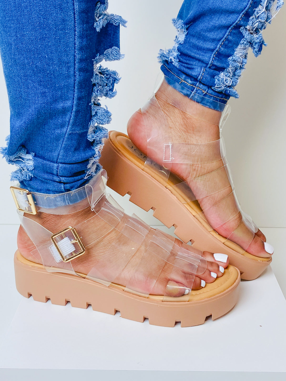 "Indigo" Clear Platform Sandals