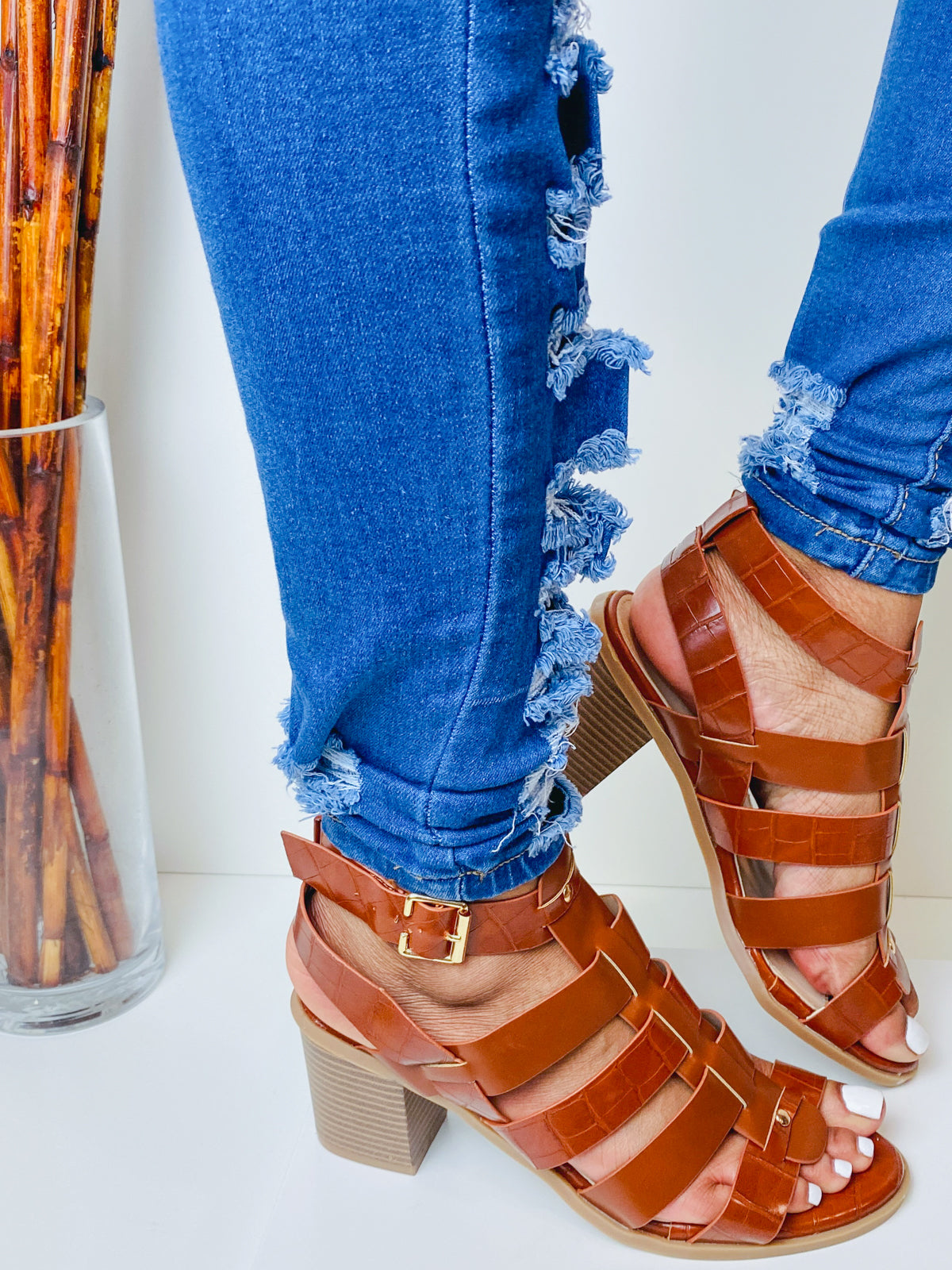 "Rachel" Brown Block heels