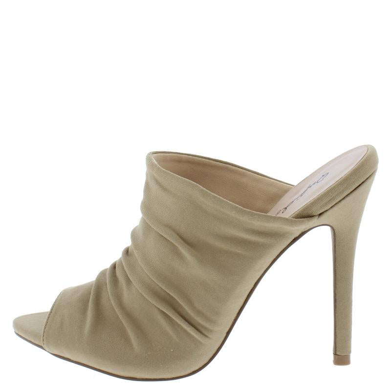 "Farrah" Tan Pointed Peep Toe Heel