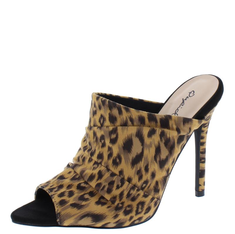 "Farrah" Leopard Print Pointed Peep Toe Heel