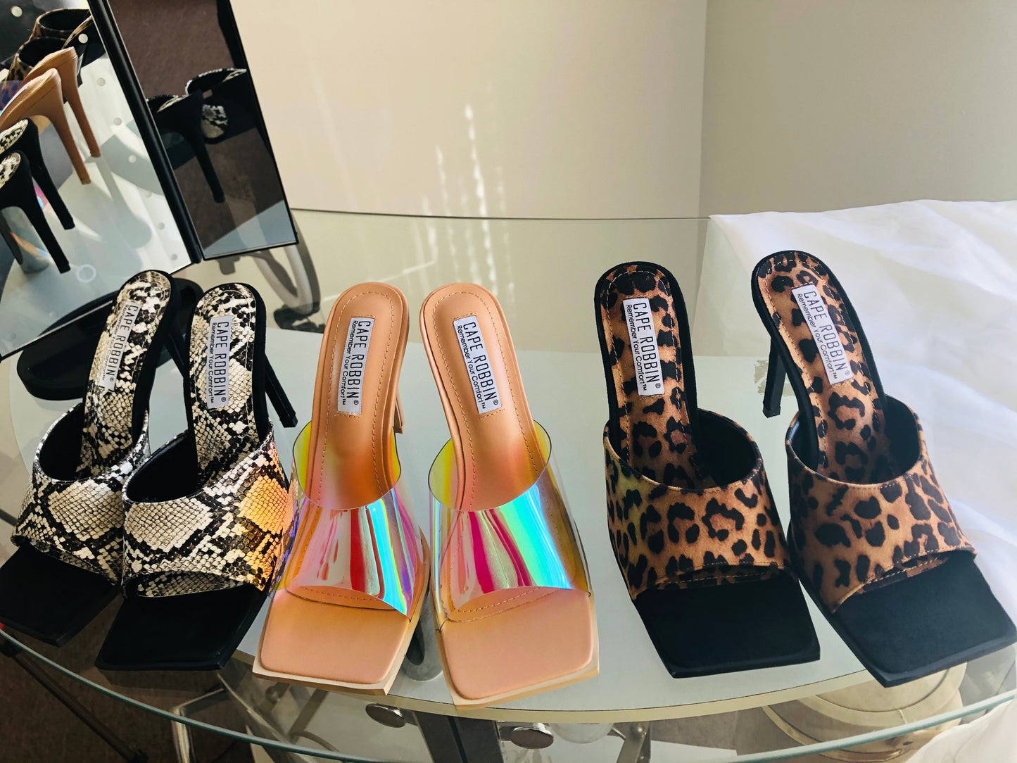 "Jackie" Square Toe Leopard Heels