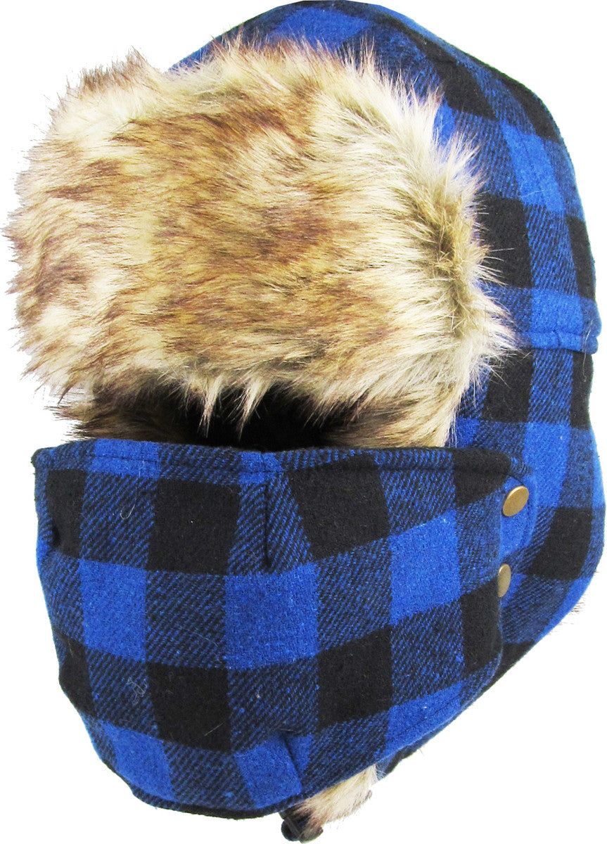 Checkered Trapper Hat with Mask