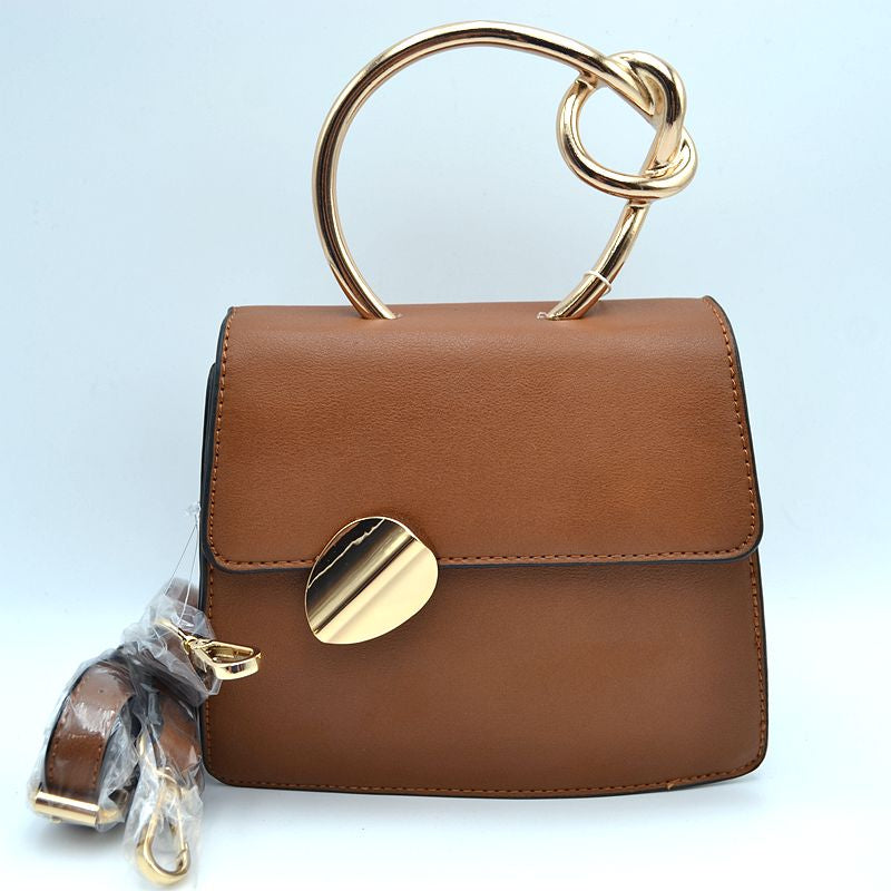 "Felicity" Square Gold Handle Handbag