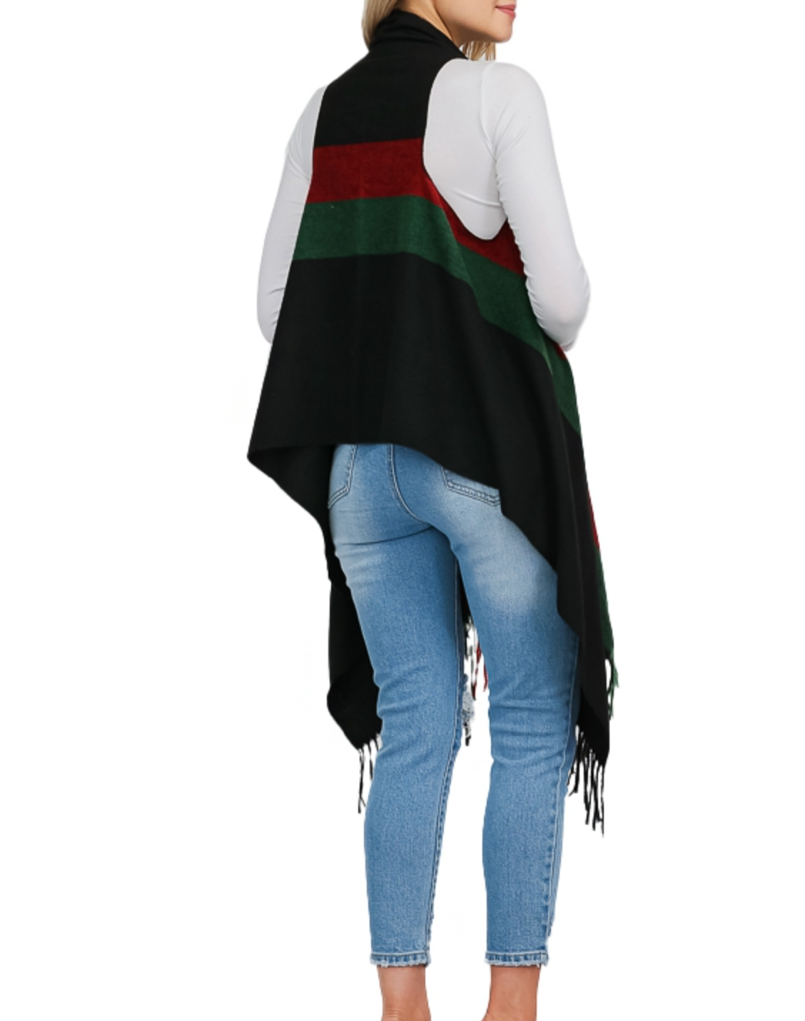 "Rebecca" Striped Fringe Vest