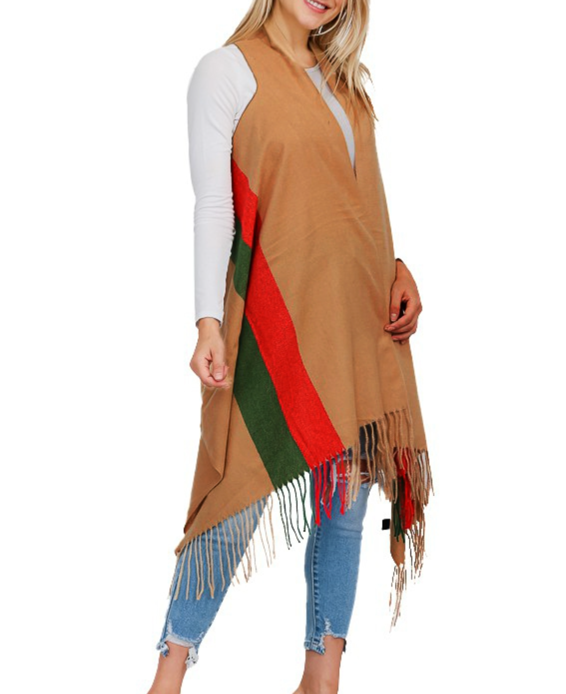 "Rebecca" Striped Fringe Vest