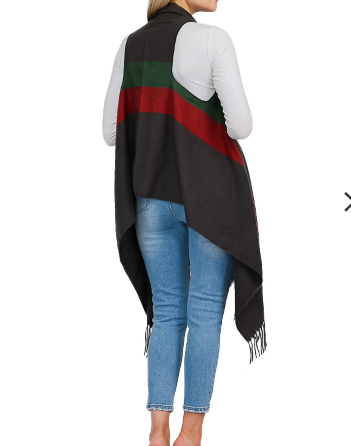 "Rebecca" Striped Fringe Vest