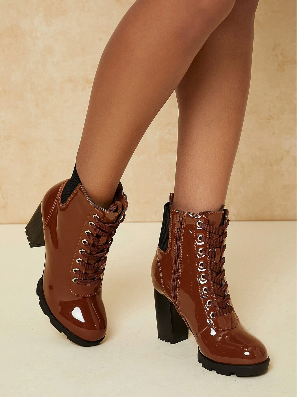 "Nicole" Cognac Booties