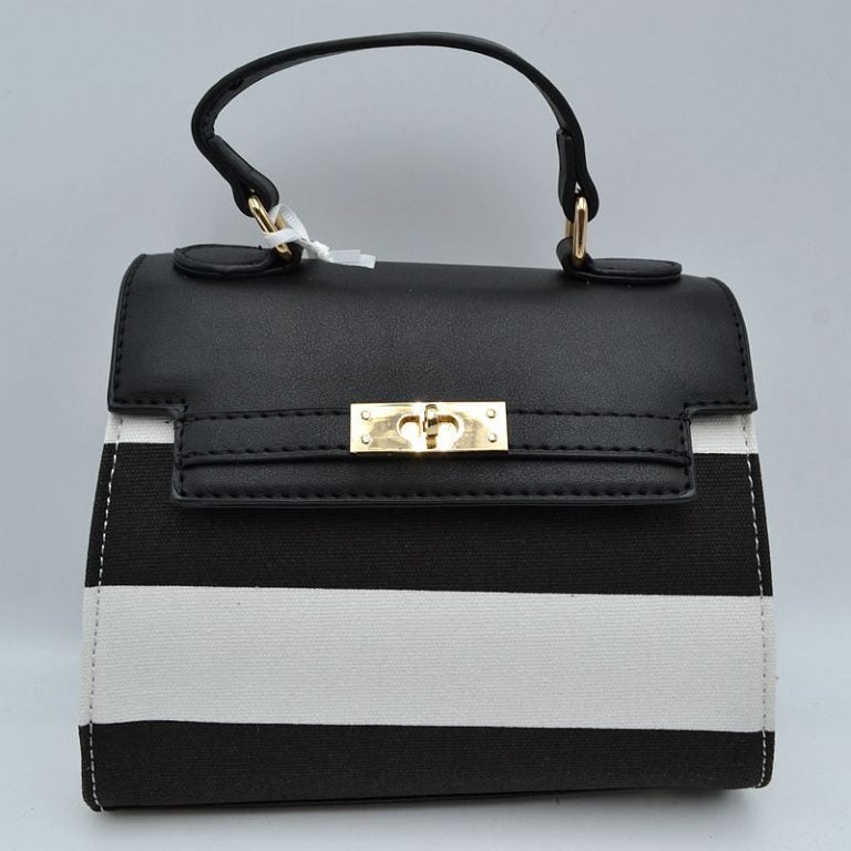 "Cali" Striped Fabric Handbag