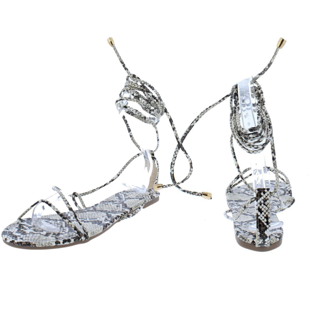"Carol" Snake Design Lace Up Sandals