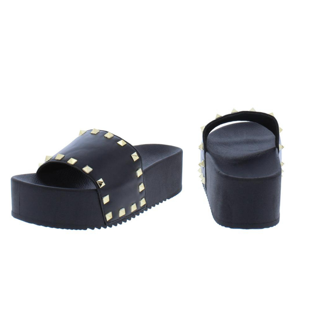 "Angela" Black Stud Platform Sandal