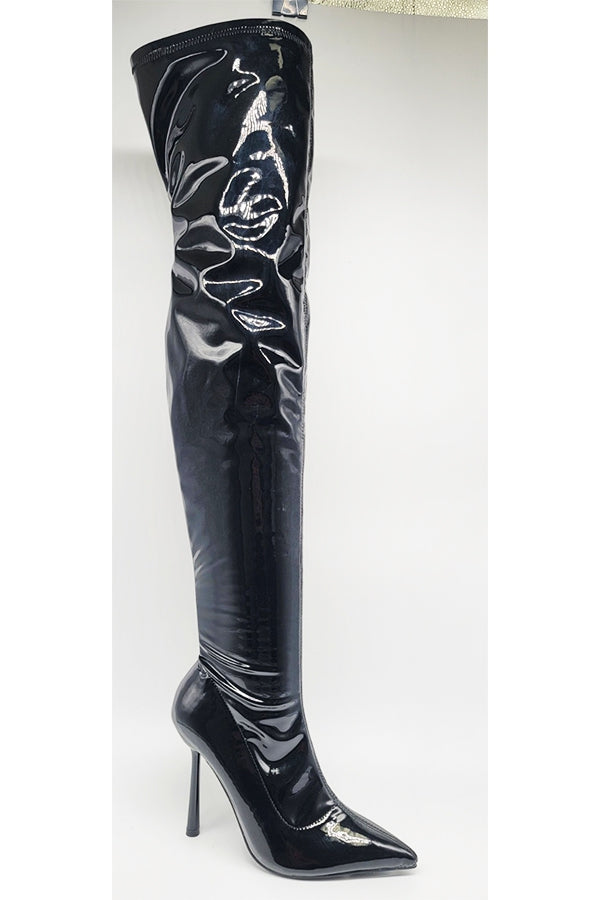 "Selena" Black Thigh High Boots
