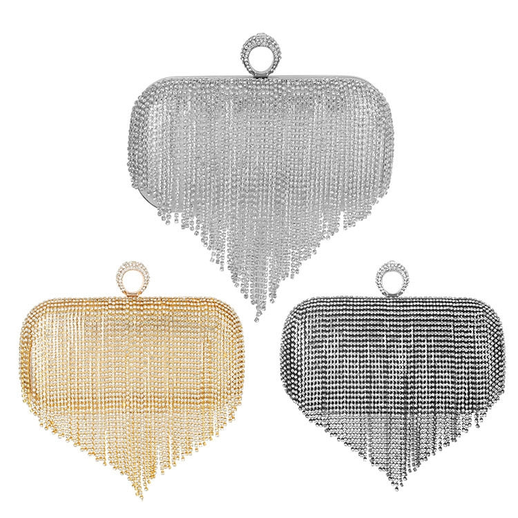 "Elle" Jeweled Fringe Rhinestone Clutch