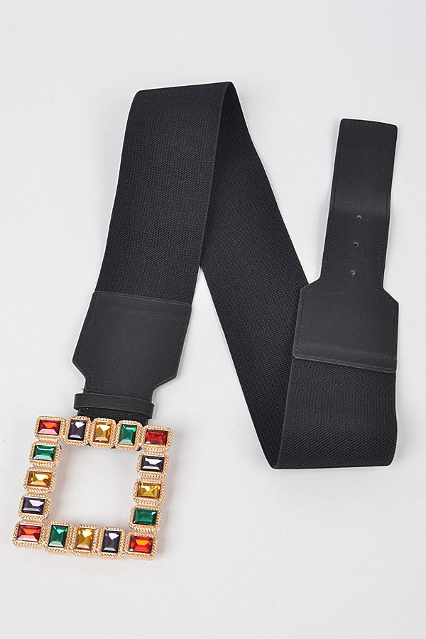 Plus Size Square Shape Glass Buckle Belt