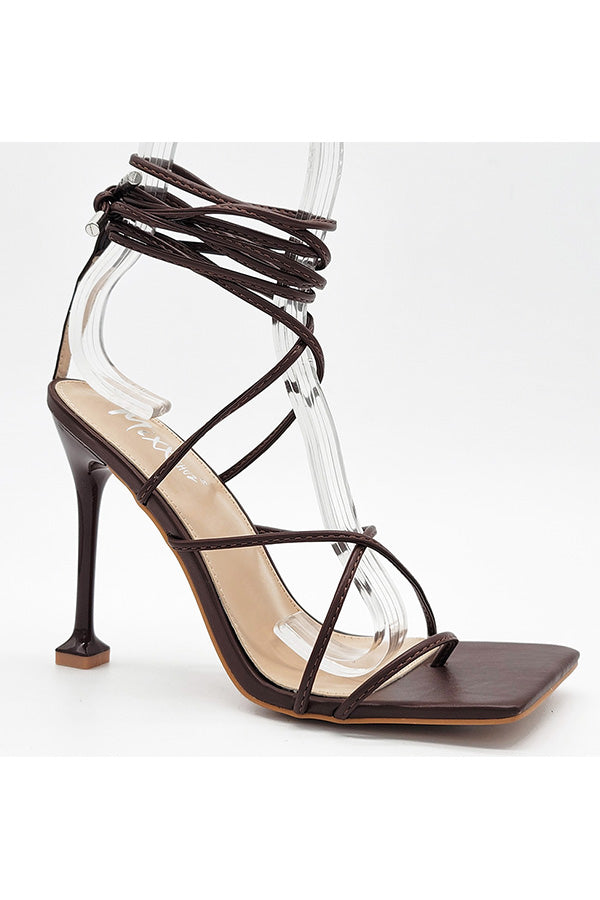 "Destiny" Brown Lace Up Heels