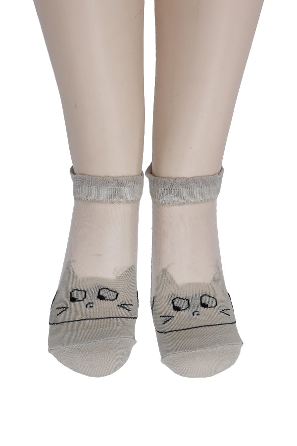 Sheer Cat Ankle Socks