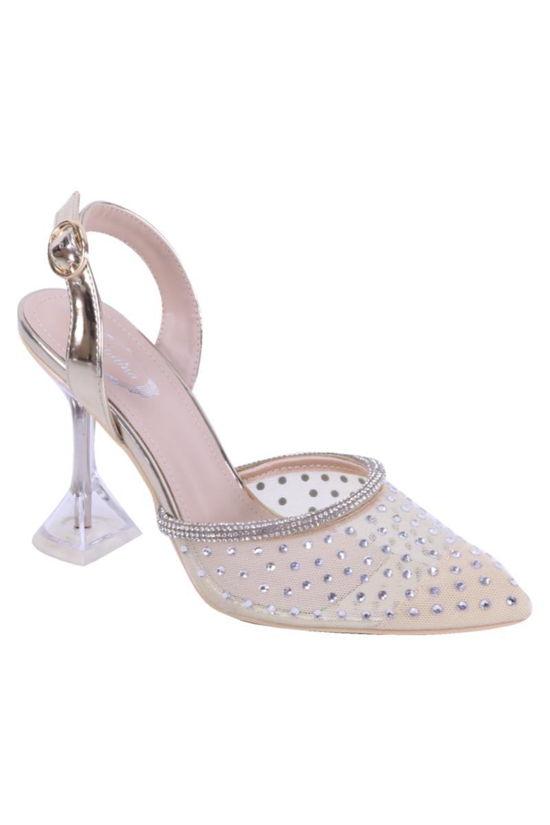 "Milani" Gold Rhinestone Heels