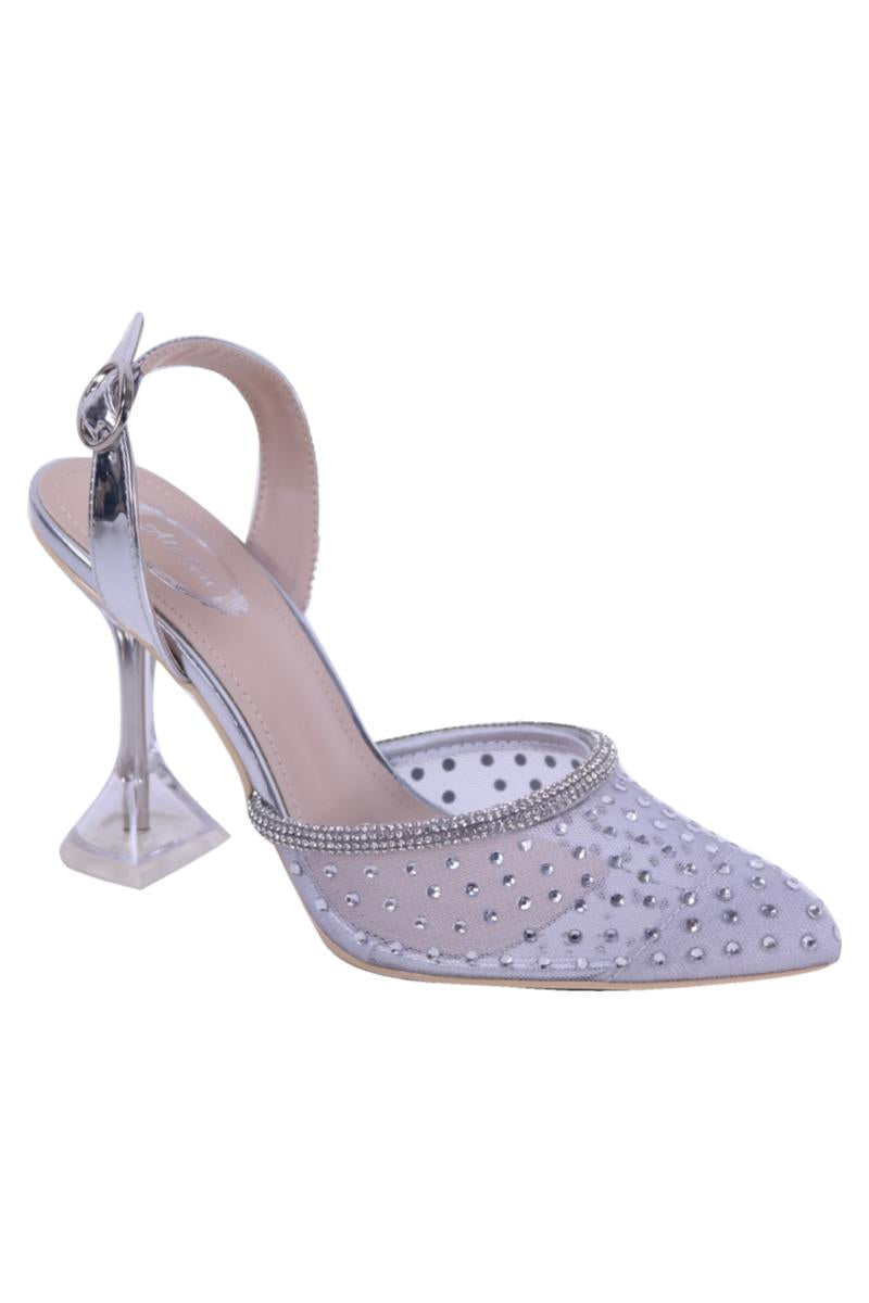 "Milani" Silver Rhinestone Heels