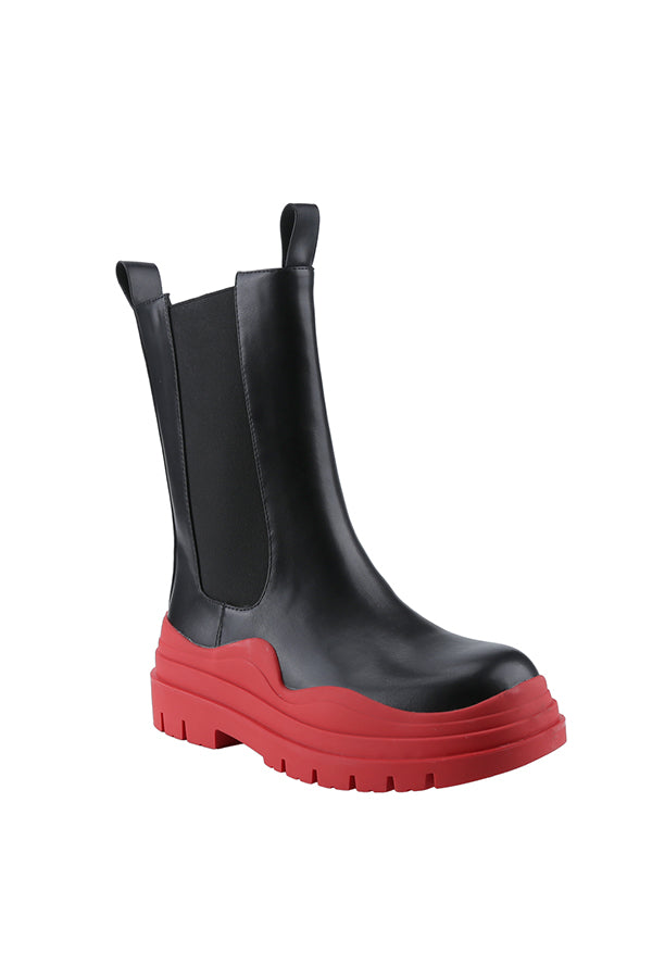 "Zahara" Red Platform Booties