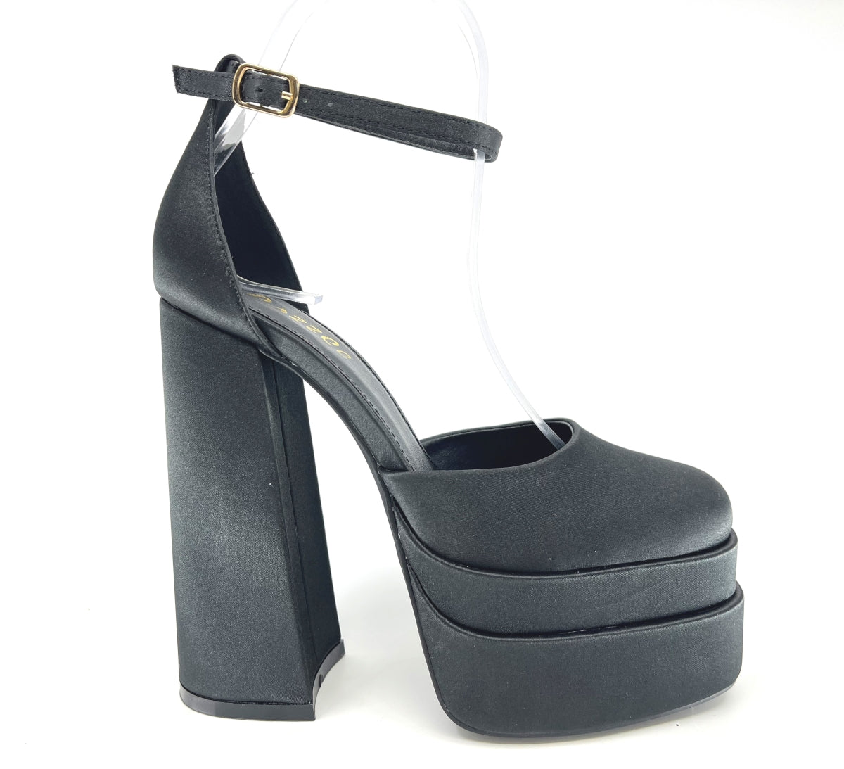 "Chere" Fabric Black Platform Heels