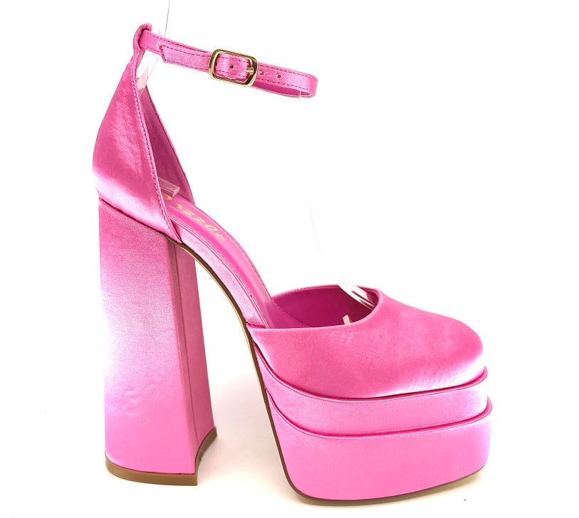 "Chere" Fabric Fuchsia Platform Heels