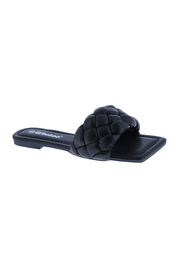 "Ariah" Black Vegan Leather Sandals