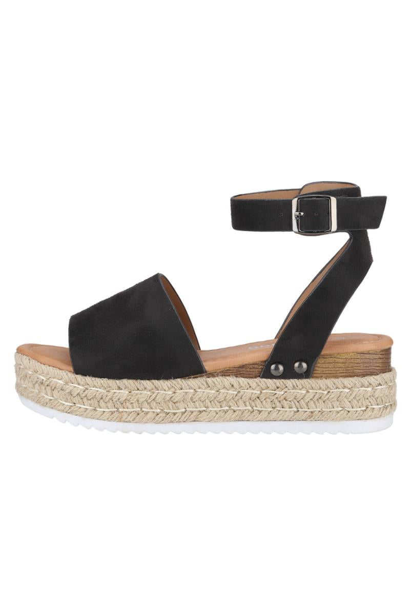 "Goldie" Ankle Buckle Platform Wedge Sandals