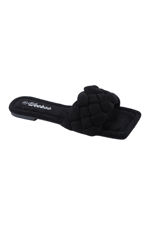 "Ariah" Black Vegan Suede Sandals