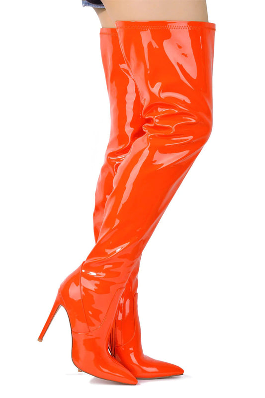 "Yuli" Blood Orange Thigh High Boots