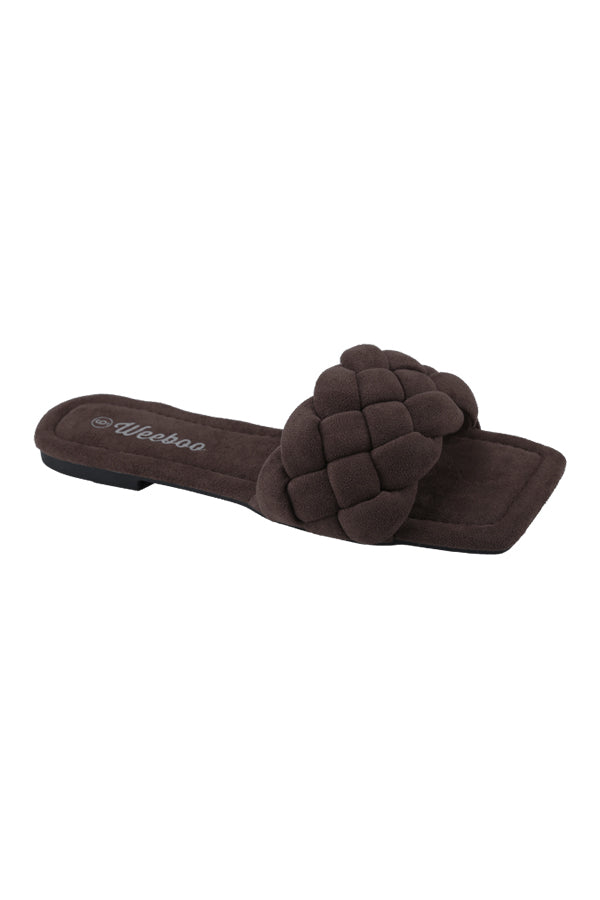 "Ariah" Brown Vegan Suede Sandals