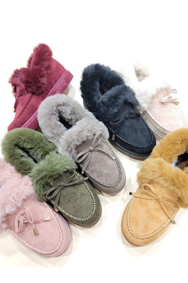 "Jocie" Olive Moccasin Flats