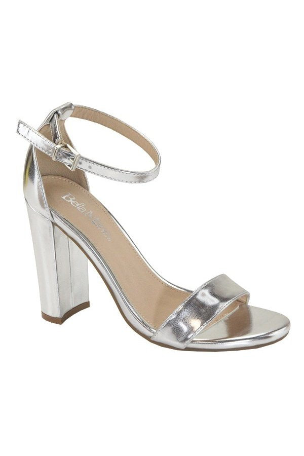 "Rickie" Silver Block Heels