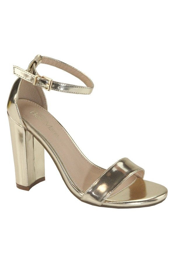 "Rickie" Gold Block Heels