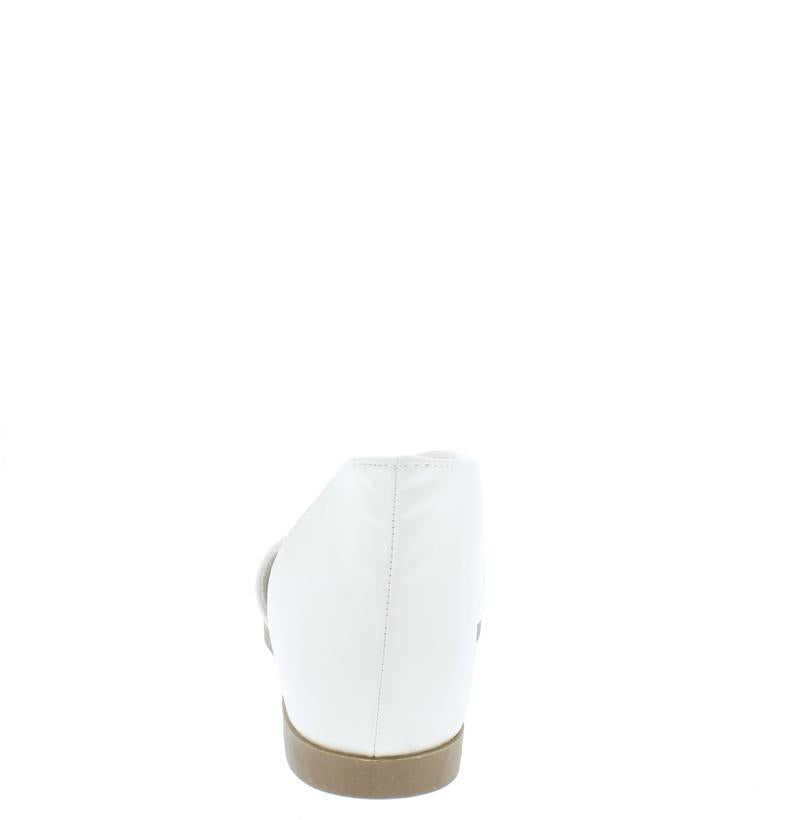 "Megan" White Side Cut Wrap Flat Sandal