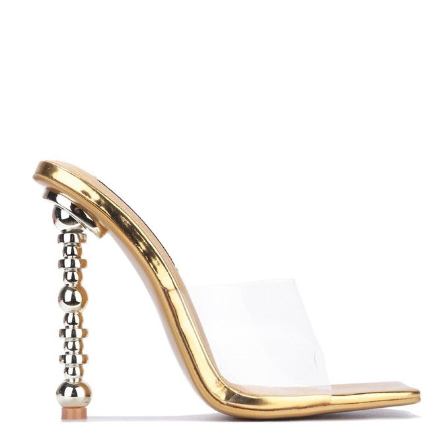 "Gwen" Clear Gold Slip on Heels