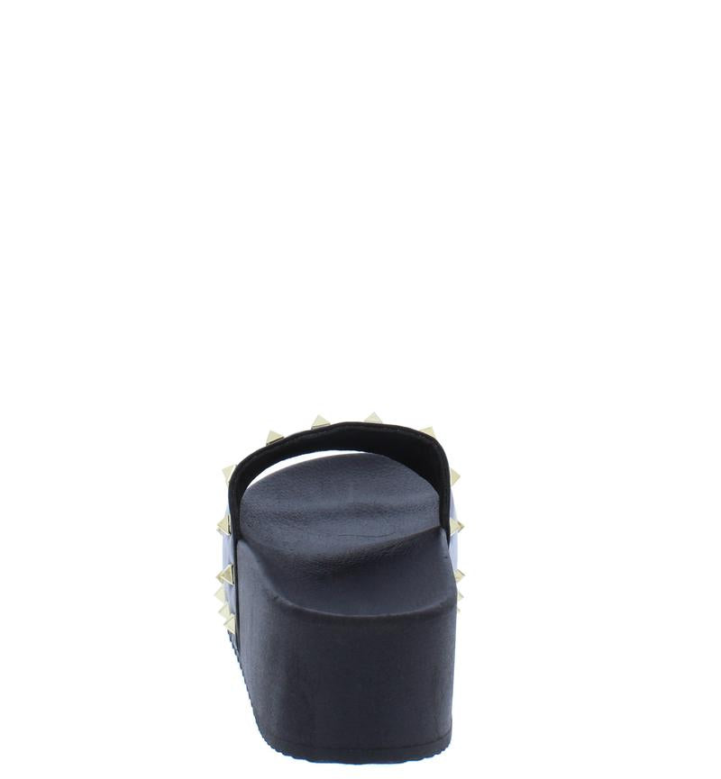 "Angela" Black Stud Platform Sandal