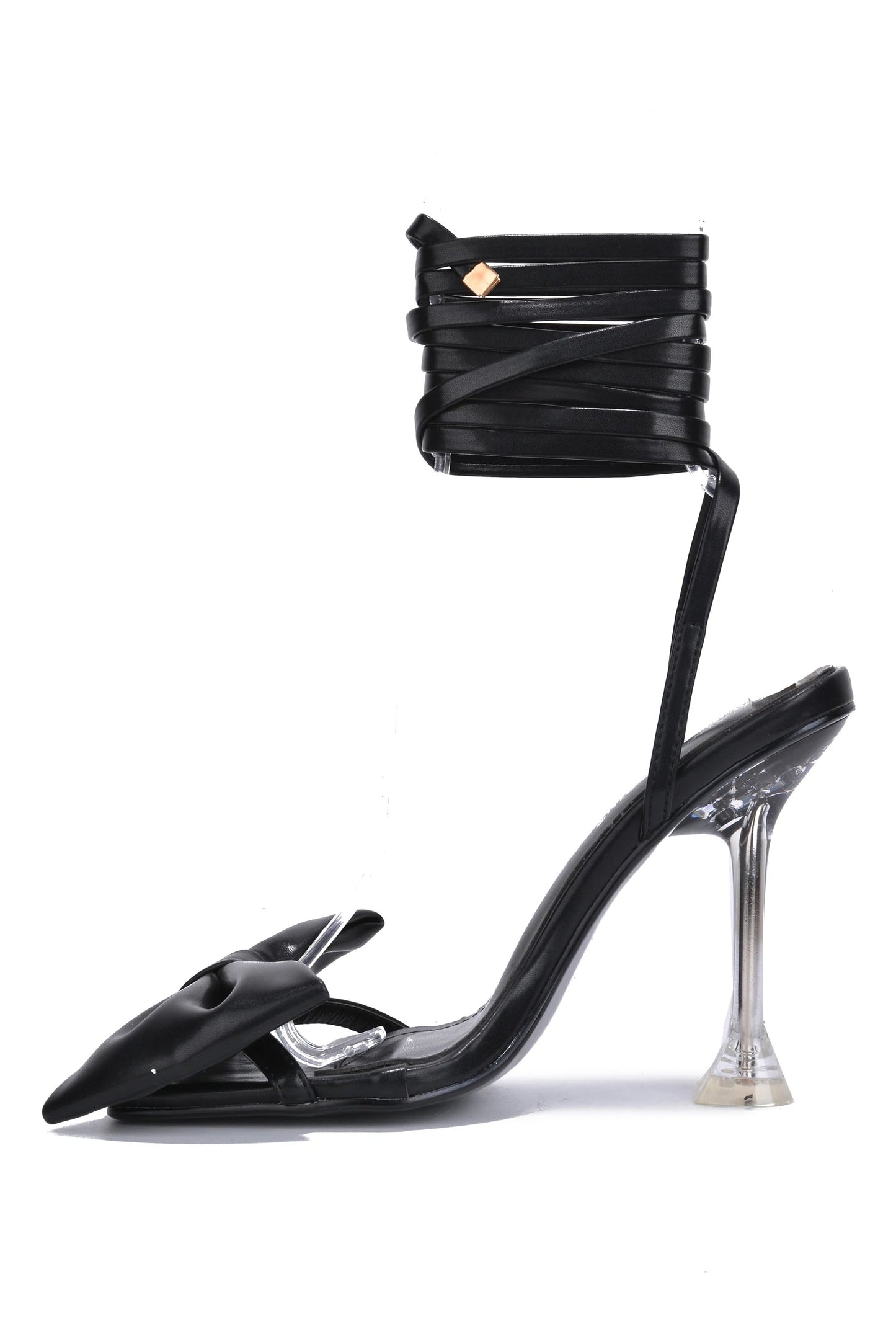 "Camille" Black Bow Strappy Heels