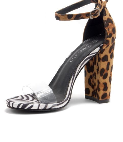 "Rose" Open Toe Ankle Strap Chunky Heel