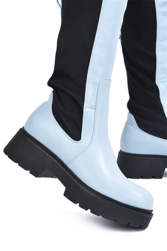 "Erin" Blue Thigh High Boots